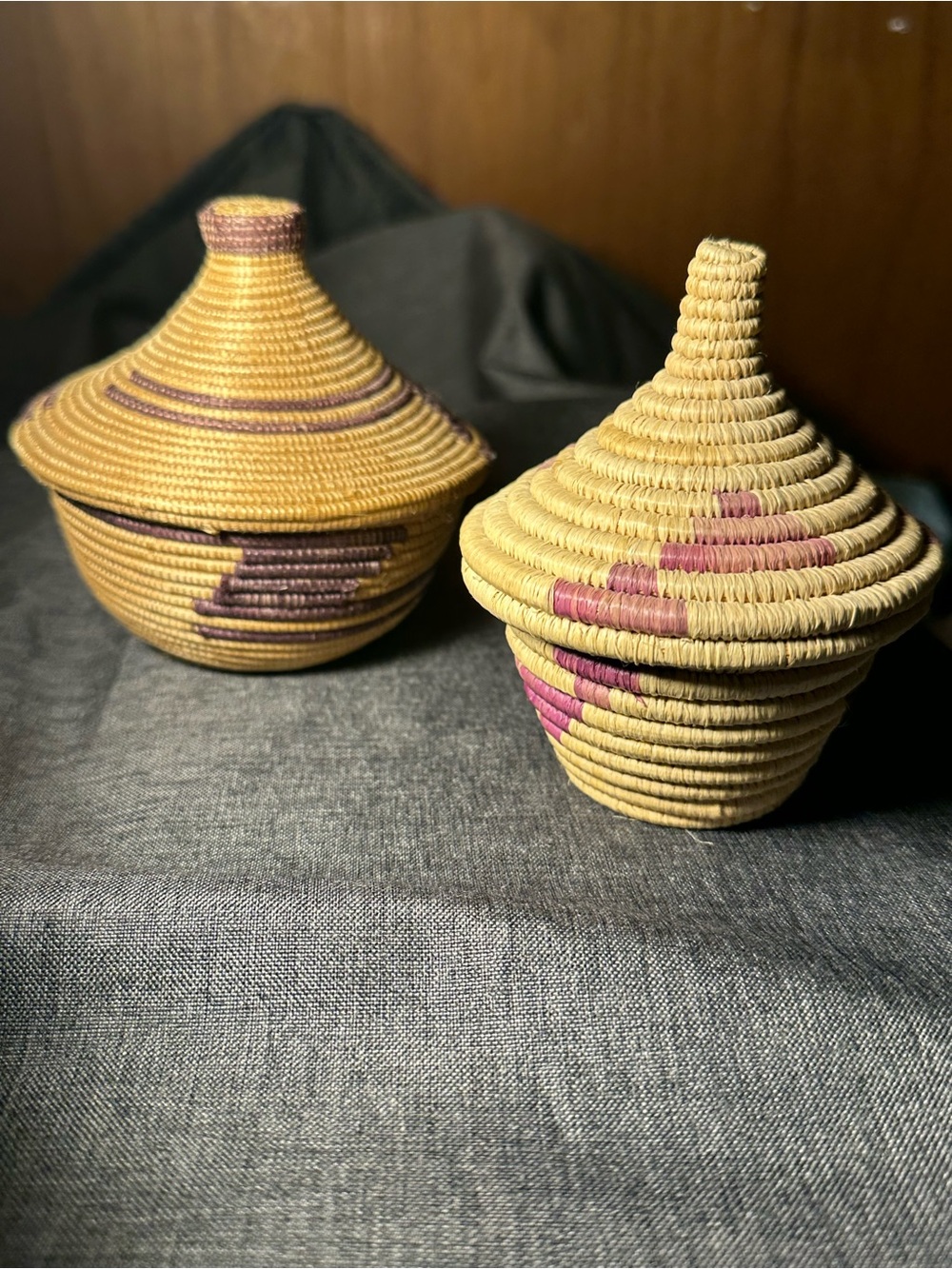 Handwoven Decorative Basket Set in Natural and Purple - Brand